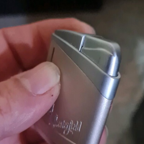 Chesterfield metal flame lighter silver used with flame adjuster