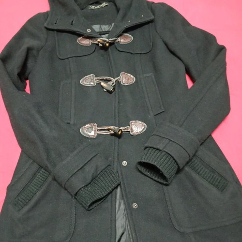 Zara women's coat used, black, with hood