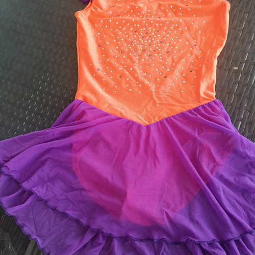 Handmade orange-purple dance dress for 7–8 years like new