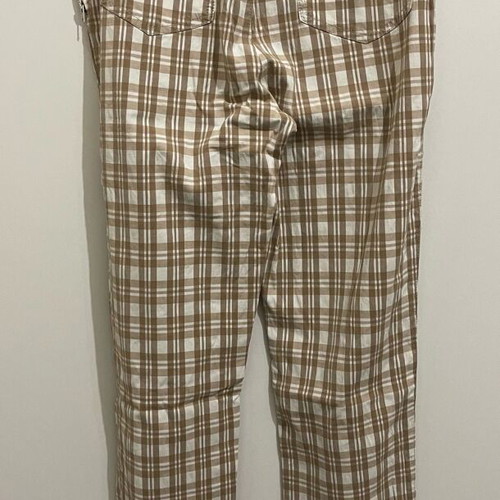 Moschino Capri High-Waisted Cotton Pants like new, checked white and brown