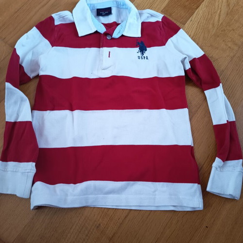 U.S. Polo Assn. Kids Polo Shirt like new, size 6-7, red and white