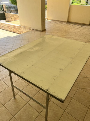 Folding aluminum tables used, set of 3, 1.20x1.50m