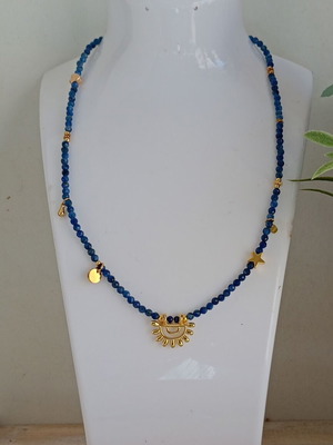 Lapis Lazuli Necklace new with gold plated steel elements