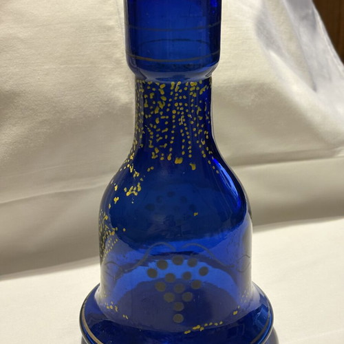 Hookah vase from Ioannina, electric blue with gold designs
