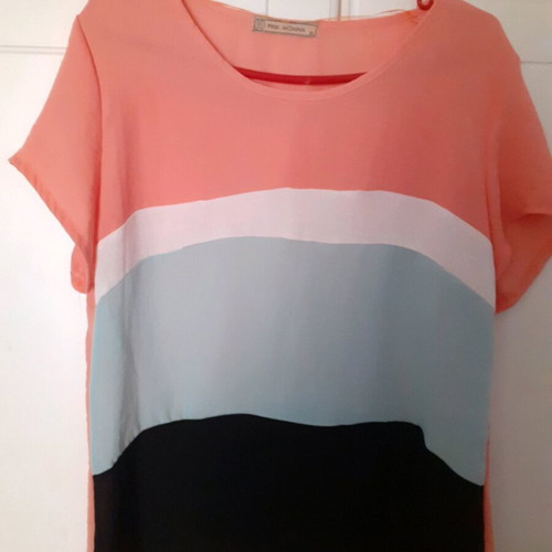 Pink Woman blouse like new, airy, size XL, black and orange