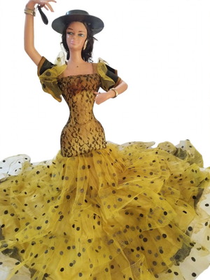 Vintage Marin Chiclana Flamenco doll 38cm, made in Spain 70s