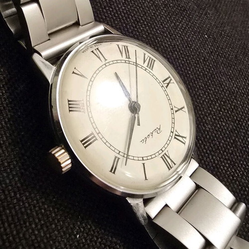 Vintage Soviet Raketa men's watch used, silver