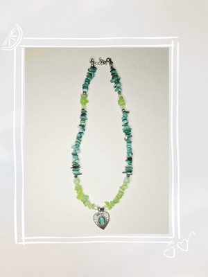 Parasol handmade necklace turquoise green with steel clasp