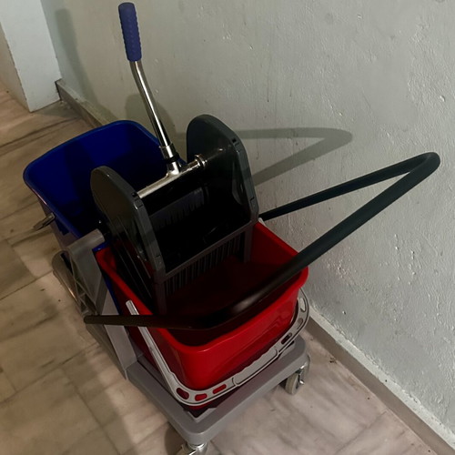 Mop trolley with double bucket and wringer, new