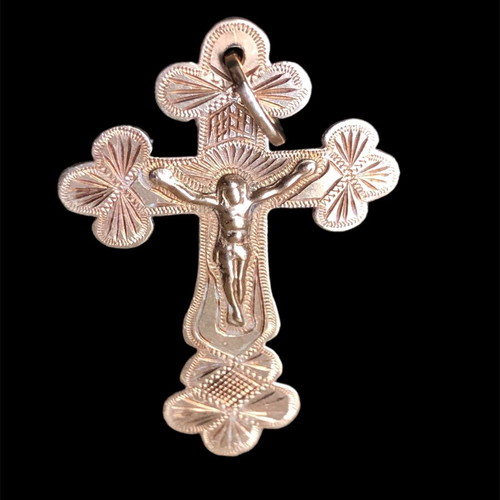 Gold Orthodox Russian Cross handmade like new 14 karat