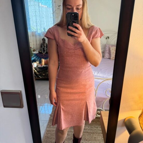 Club Monaco pink dress used, size S/XS, wool and silk blend