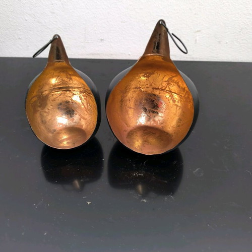 Decorative tealight holders like new, bronze and black color, set of 2