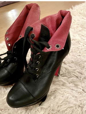 Ankle boots handmade leather used, size 37, black