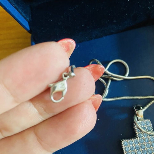 Swarovski silver cross with crystals like new