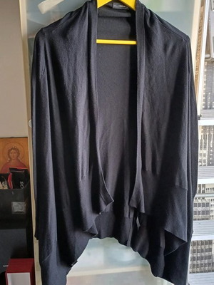 Zara cardigan knitted asymmetrical long used, black