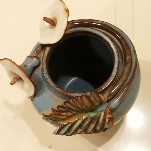 Handmade ceramic vase in blue shade new