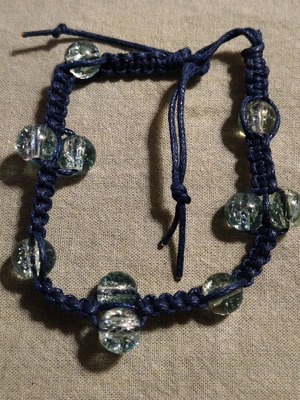 Handmade macrame bracelet like new with blue crystals