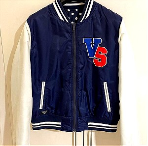 Navy White Double Faced Bomber Jacket S/M