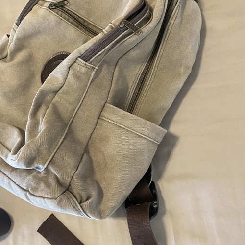 Backpack like new, khaki-olive color, stonewashed style