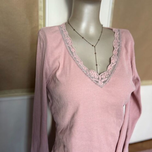 Pink thin long-sleeve Principles blouse like new, size M