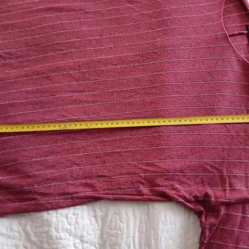 Long-sleeve women's blouse used, burgundy striped, New Company, XL
