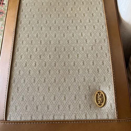 Vintage Yves Saint Laurent briefcase like new, canvas and leather