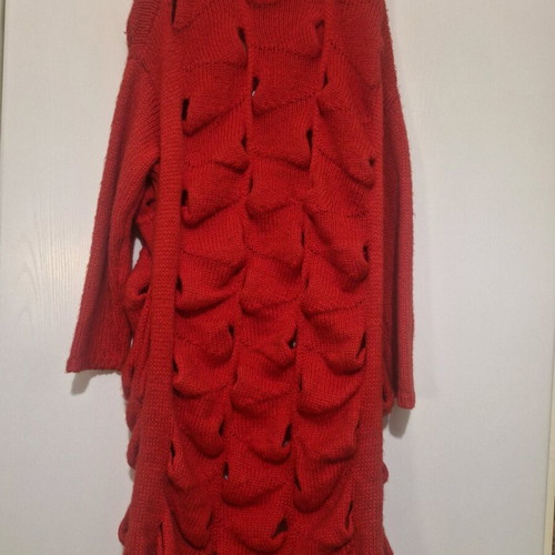 Red cardigan new, one size with unique design