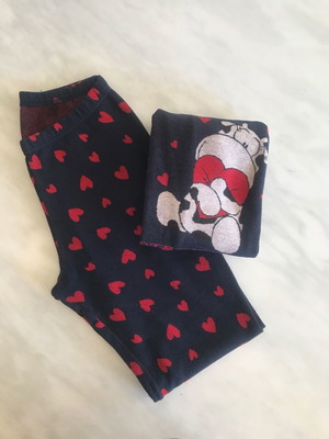 Crazy Farm pajama set like new, winter, blue with hearts