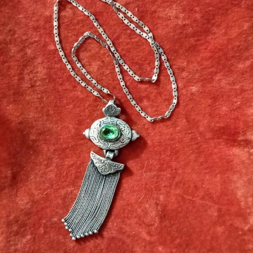 Silver necklace 925 vintage used, Gianniotiko pendant 6cm, chain 44cm