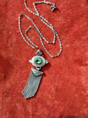 Silver necklace 925 vintage used, Gianniotiko pendant 6cm, chain 44cm