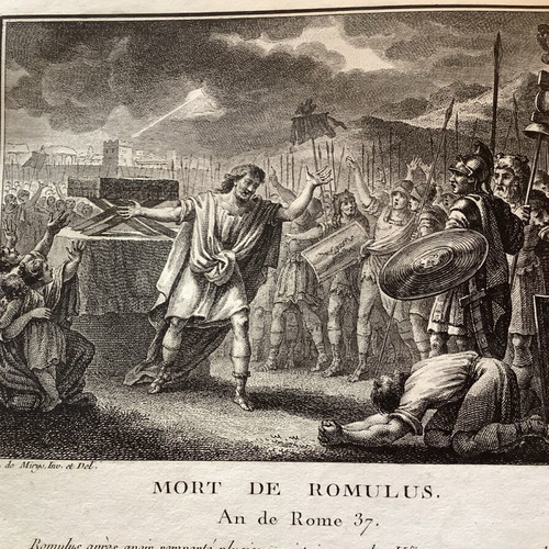 Χαλκογραφία 1770 Ο Θάνατος του Ρωμύλου μεταχειρισμένη 28x21 cm