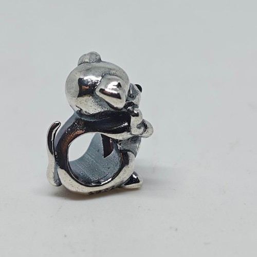 Silver Charm Dog with Pink Crystal Heart S925 like new