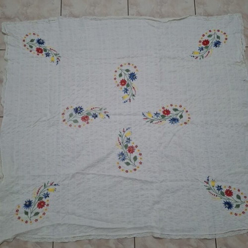 Small embroidered tablecloth used