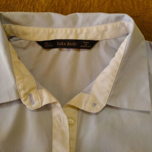Zara Basic popover shirt in light blue and white