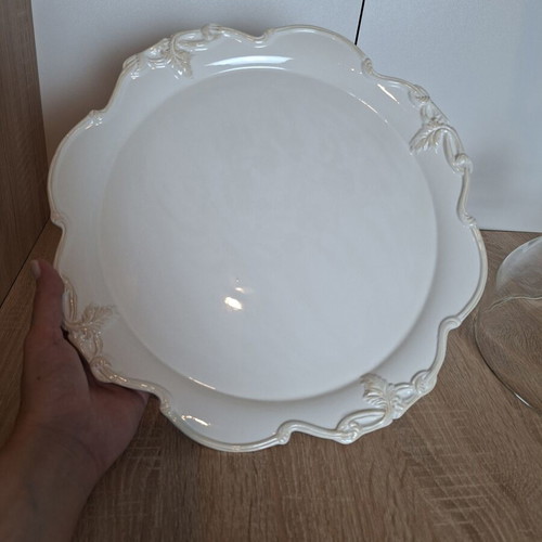Cake stand with glass dome used, vintage style, 34 cm