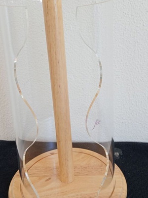 Wooden paper towel holder with plexiglass, new