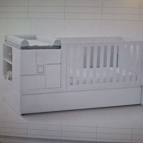 Convertible children's bed like new with desk and bedside table