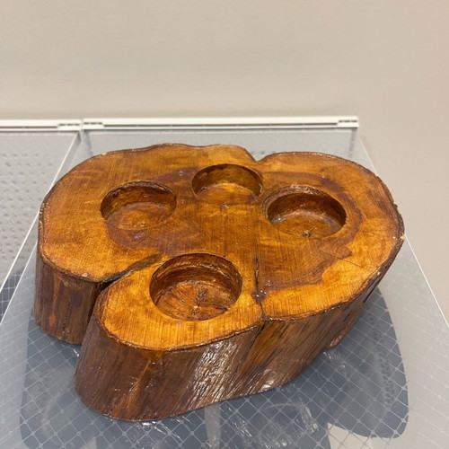 Cedar wood candle holder used