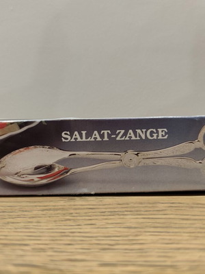Vintage επαργυρωμένη λαβίδα σαλάτας στο αυθεντικό κουτί, New old stock