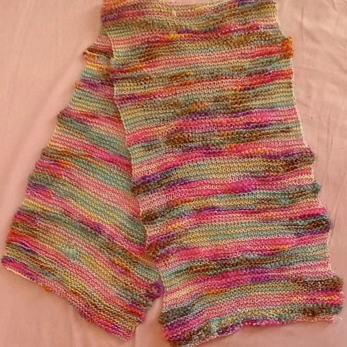 Colorful handmade knitted scarf like new, 38×1.40 m