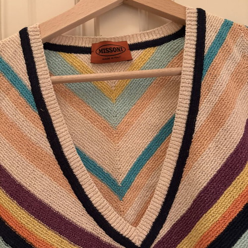 Missoni vintage V-neck sweater, multicolored chevron knit