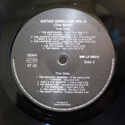 Various Sixties Rebellion Vol. 6 (The Biker) vinyl used, rock