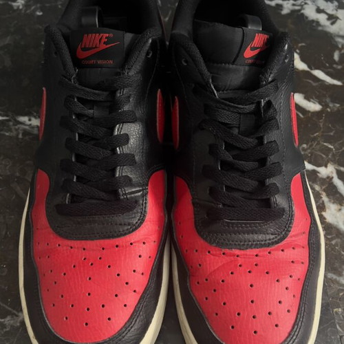 Nike Court Vision Low Bred sneakers size EU 46 like new black red