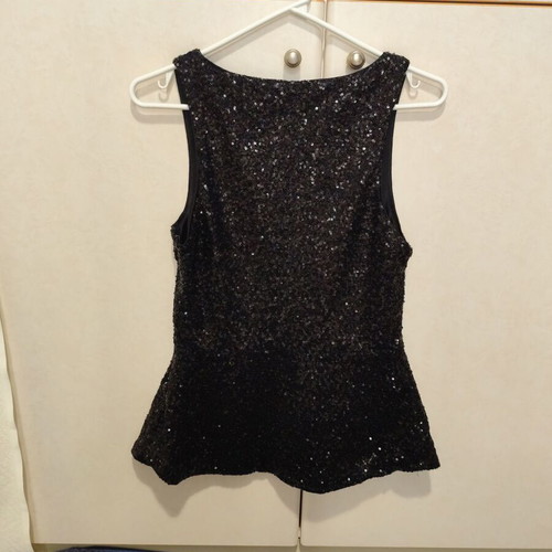 Amisu peplum blouse black with sequins like new, size S