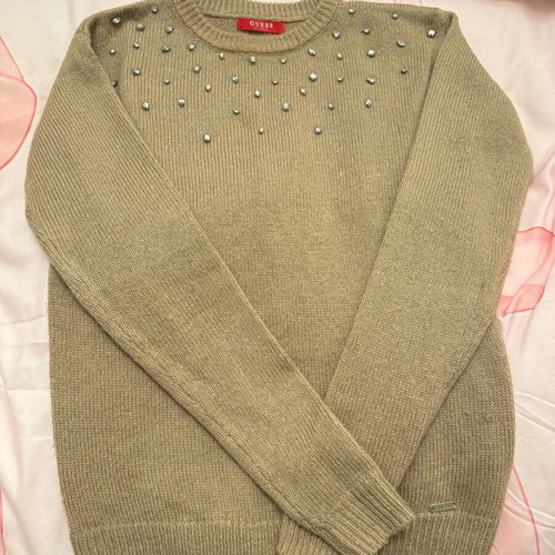 Guess beige blouse with rhinestones, size XS, used