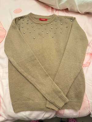 Guess beige blouse with rhinestones, size XS, used
