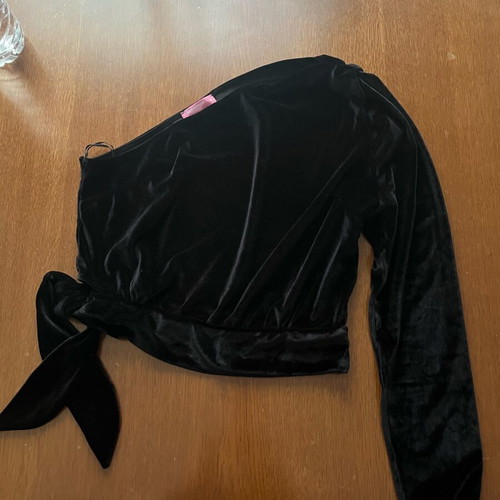 Pink Woman blouse used, black, one-shoulder, size XL