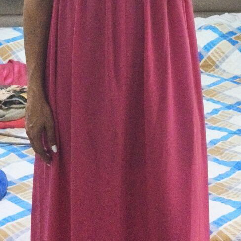 Maxi dress custommade fuchsia with knit bust and silver thread like new