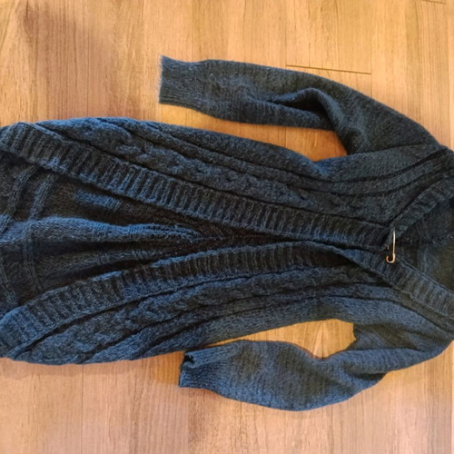 Woolnet wool cardigan like new, gray and turquoise