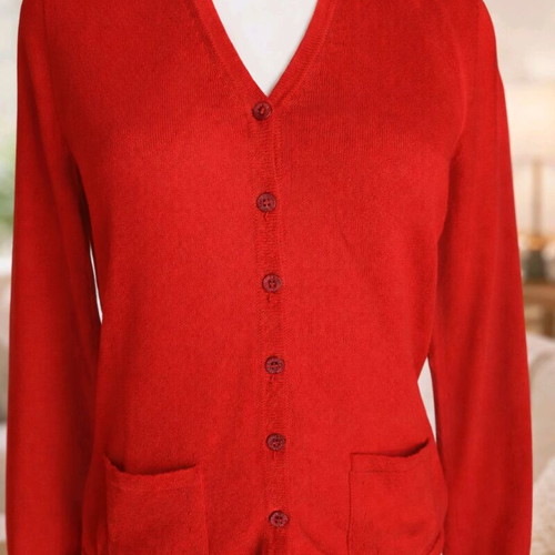 Maria di Ripabianca red cardigan 100% virgin wool like new